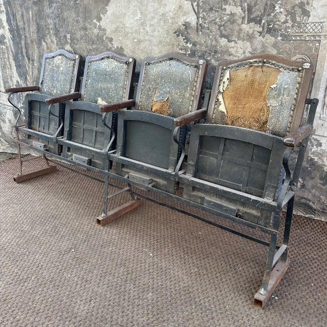 Antique French Folding Cinema Bench, 1920s For Sale - Image 11 of 11