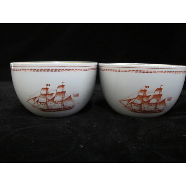 Spode Copeland Red Gold Trade Winds Ship Brig Built Rice or Cereal Bowl Set of 4 For Sale In Portland, OR - Image 6 of 11