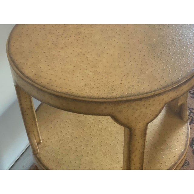 1990s 1990s Maitland Smith Faux Ostrich Leather Tier Side Table For Sale - Image 5 of 6