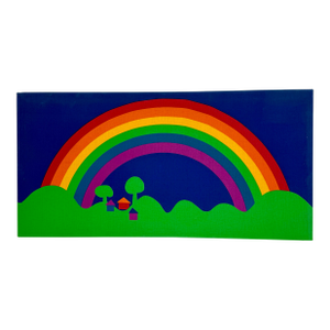 Vintage Modern Sateensaari Rainbow Fabric Screenprint by Tampella Finland 1976