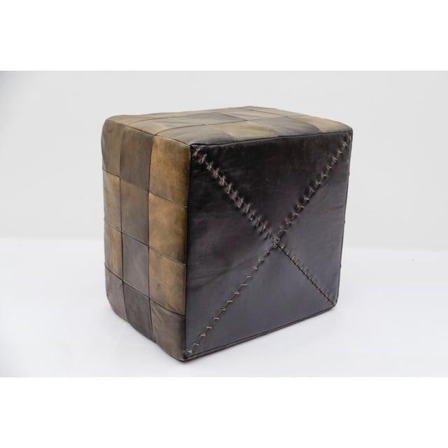 Animal Skin Leather Patchwork Pouf from de Sede, 1960s For Sale - Image 7 of 8