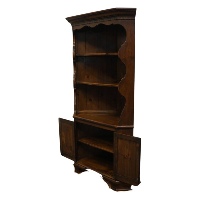 Mid 20th Century Ethan Allen Antiqued Pine Old Tavern Rustic Americana 40" Corner Cabinet / Bookcase 12-6018 For Sale - Image 5 of 10
