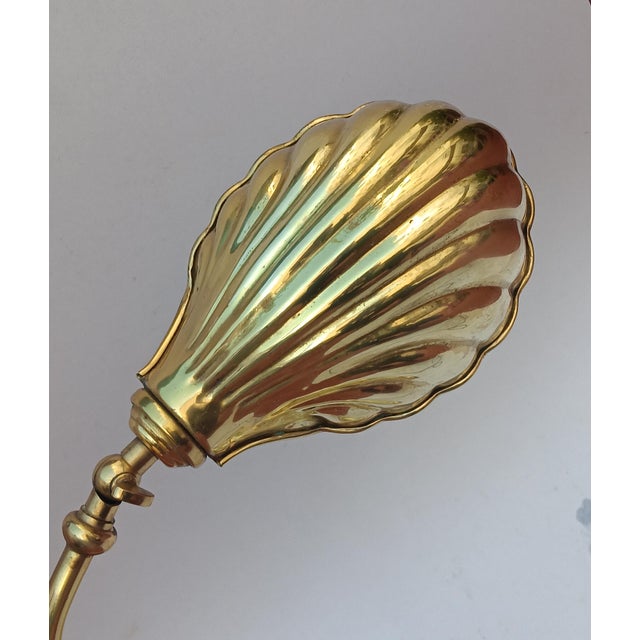 1940s Vintage Brass Shell Desk Lamp, 1930s For Sale - Image 5 of 7