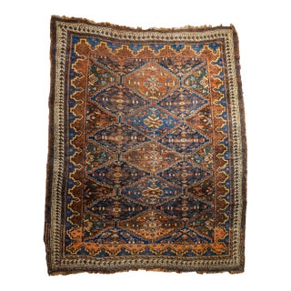 Early 20th Century Antique Handwoven Tribal Area Rug Primitive Geometric Pattern For Sale