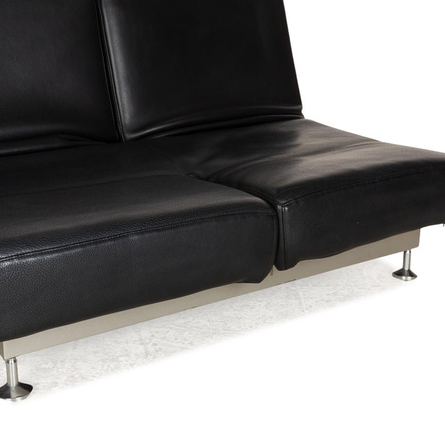 Modern Damier Leather Two-Seater Black Sofa from Edra For Sale - Image 3 of 18