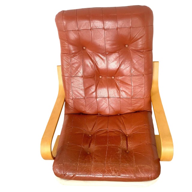 Ikea Mid-Century Style Tufted Upholstery and Bentwood Swivel Lounge Chair For Sale - Image 4 of 17