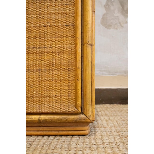 Bamboo and Woven Rush Sideboard, 1970s For Sale - Image 4 of 7