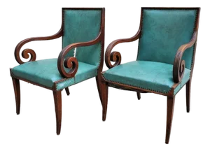 1940s Chairs With Curved Arms, a Pair