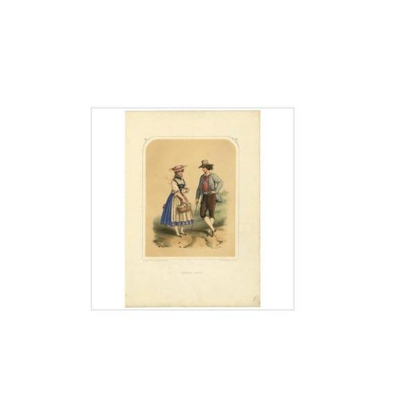 Antique print titled 'Costumes Suisses'. This print originates from ‘Les Nations. Album des Costumes de Tous les Pays’ by...