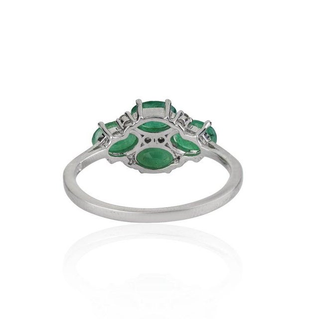 Not Yet Made - Made To Order 1.9ct Emerald and Diamond Cluster Ring for Women in 925 Silver, Size 8.5 For Sale - Image 5 of 14
