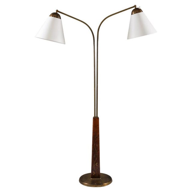 Swedish Modern Floor Lamp attributed to Tor Wolfenstein, 1940s For Sale - Image 9 of 9