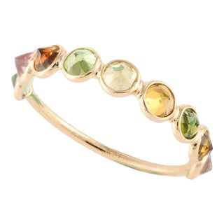 14k Yellow Gold Tourmaline Half Eternity Band Ring Size 7 ( All Sizes Available ) For Sale