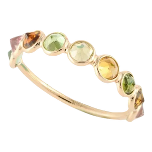 14k Yellow Gold Tourmaline Half Eternity Band Ring Size 7 ( All Sizes Available )