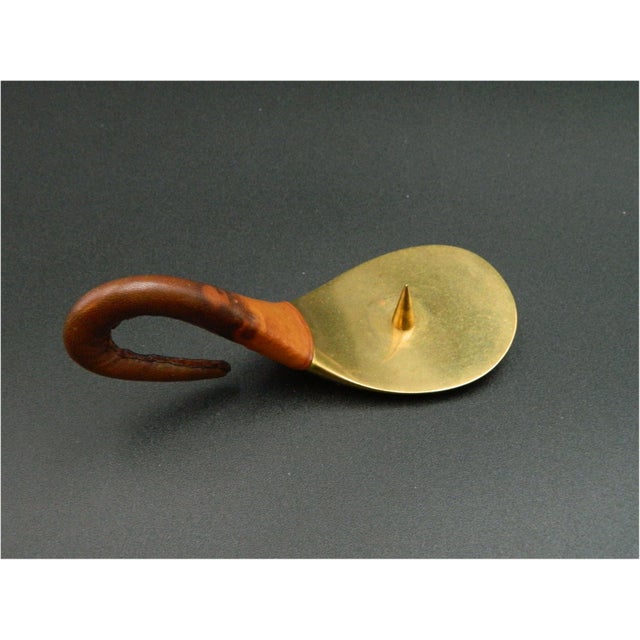 Brass Candleholder with Leather Handle by Carl Auböck for Werkstätte Carl Auböck For Sale - Image 11 of 11