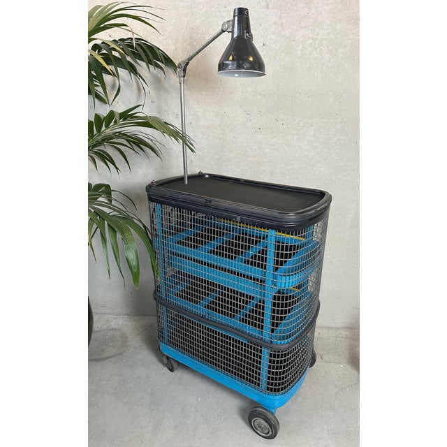 Blue Vintage Industrial Trolley in Metal, 1960s For Sale - Image 8 of 18