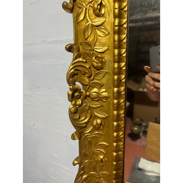 Vintage Italian Carved Giltwood and Shell Decorated Wall Mirror For Sale - Image 9 of 10