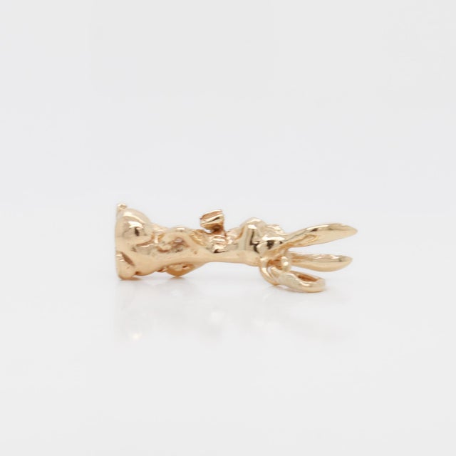 Vintage 10k Gold Buggy's Bunny or Harvey the Rabbit With Bowtie Charm For Sale - Image 12 of 13