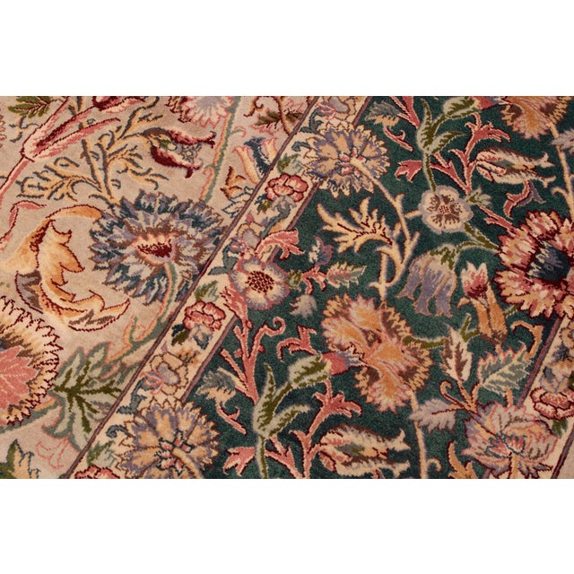 1990s Shabby Chic Irfan Pak-Persian Gray/Teal Green Wool Rug - 9'0'' X 12'2'' For Sale - Image 5 of 9