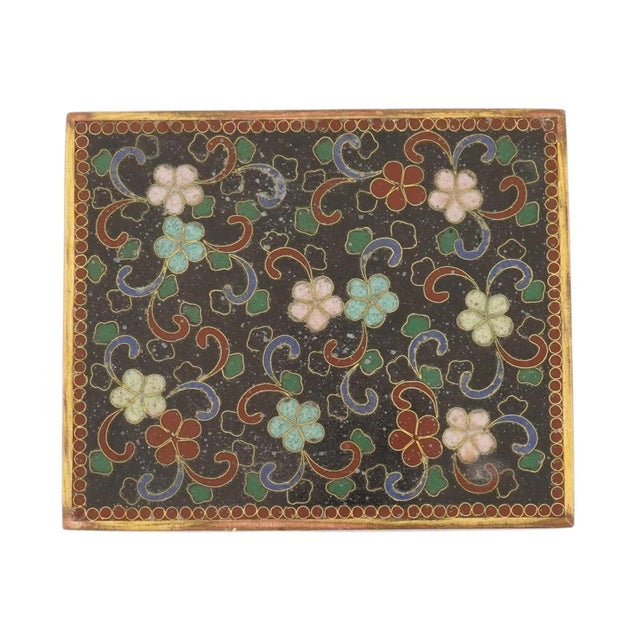 Late 19th Century Japanese Cloisonne Enamel Trinket Box Floral Butterfly Design For Sale - Image 5 of 7