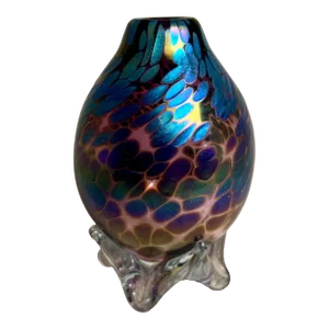 1993 Steven Bradshaw Studio American Art Glass Blue & Purple Signed Vase