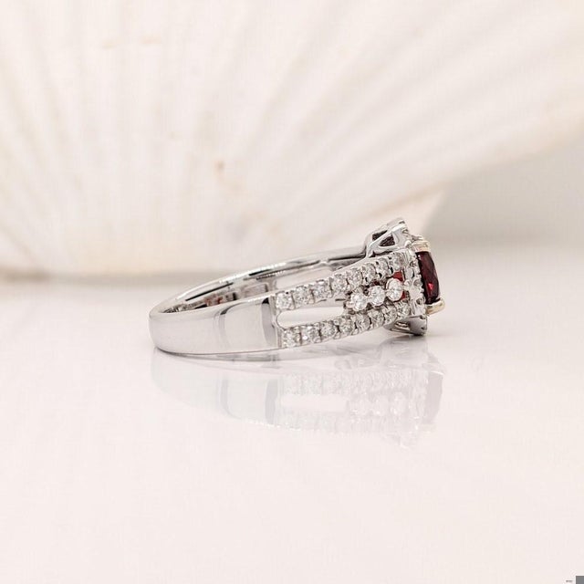 1.4Ct Spessartine Garnet Ring With Earth Mined Diamonds: Solid 14k Gold, 6.5mm, Size 6.75 For Sale - Image 11 of 12