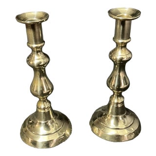 Georgian Brass Candlesticks, 1825, Set of 2 For Sale