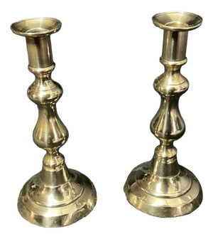 Georgian Brass Candlesticks, 1825, Set of 2