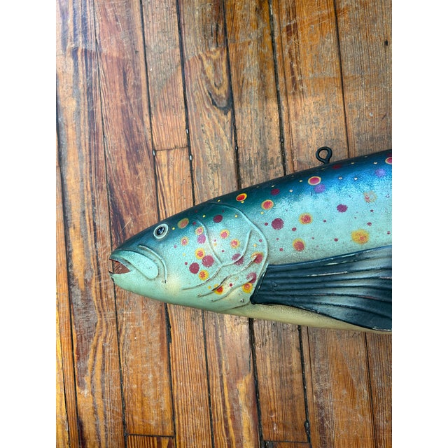 Large Vintage Painted Folk Art Fish Trade Sign For Sale - Image 16 of 16
