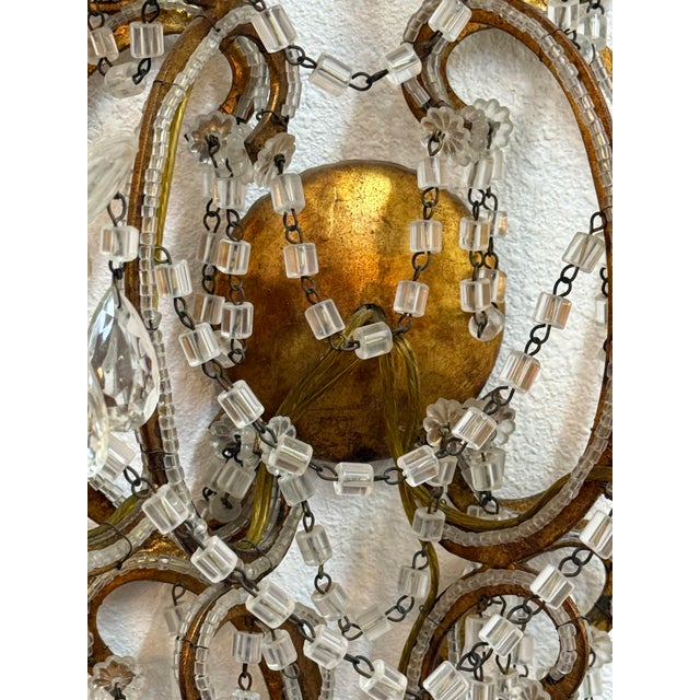 Hollywood Regency Single Vintage Beaded Wall Sconce For Sale - Image 3 of 8