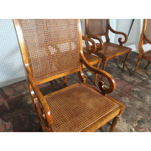 American Set of 4 Cane Dining Chairs For Sale - Image 3 of 7