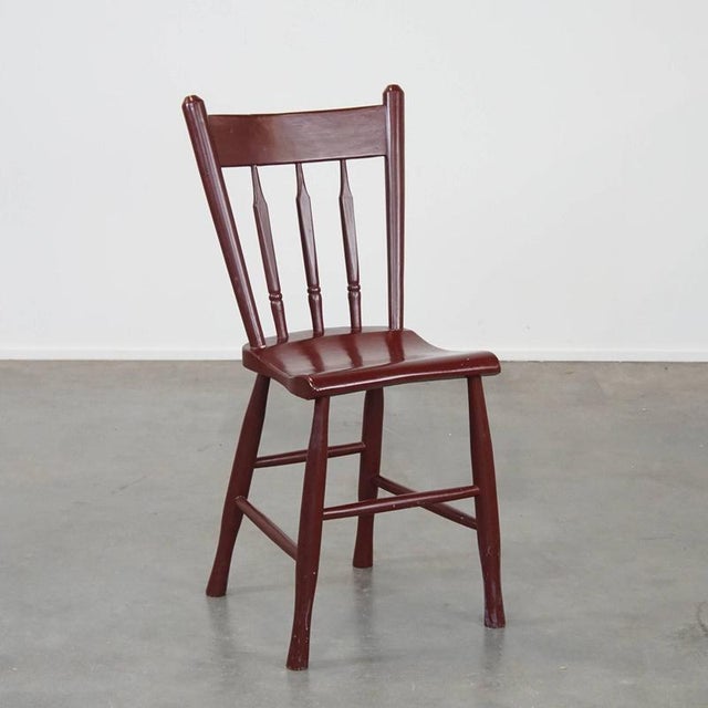 Vintage Dutch Farmers Dining or Side Chair in Burgundy Wood For Sale - Image 12 of 12