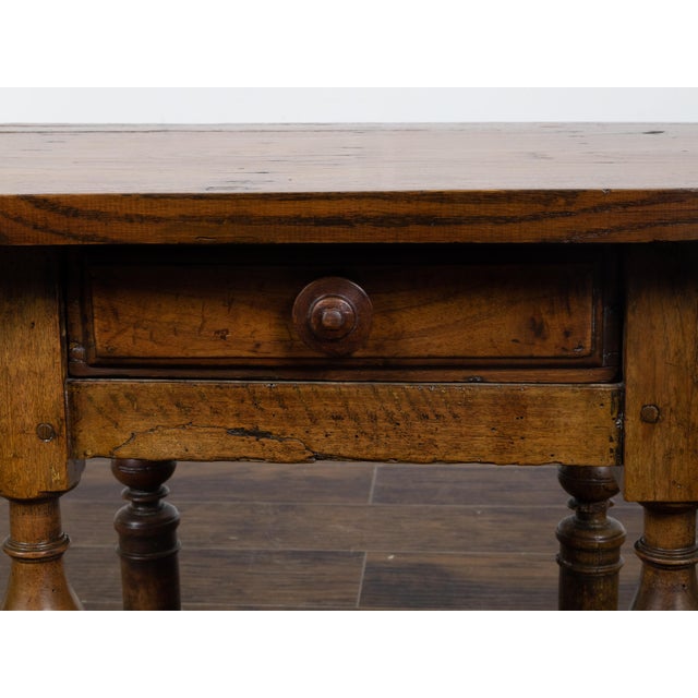 English English 19th Century Walnut Side Table with Drawer and Turned Baluster Legs For Sale - Image 3 of 12