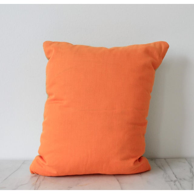 Beige Vintage Needlepoint Accent Pillow With Bird Motif For Sale - Image 8 of 9