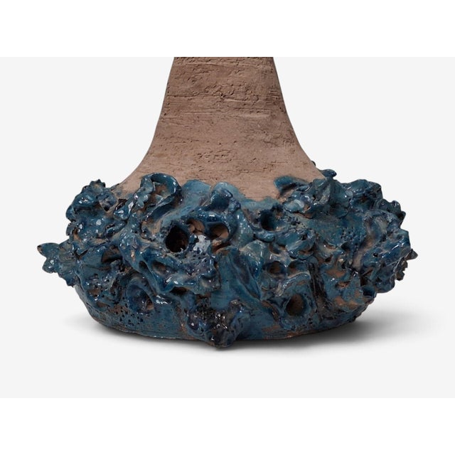 Blue 1979 Mid-Century Modern Hanne Stentøj, Large Brutalist Table Lamp, Blue Stoneware For Sale - Image 8 of 12