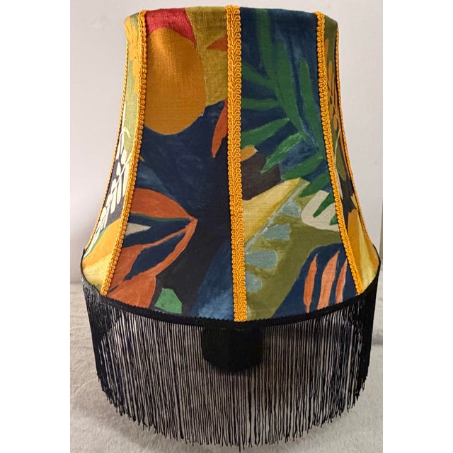 Covington Abstract Botanical Spider-Fit Lampshade With Fringe For Sale - Image 4 of 4