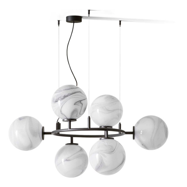 Constellation Chandelier in Black Metal and Glass from Cassina For Sale