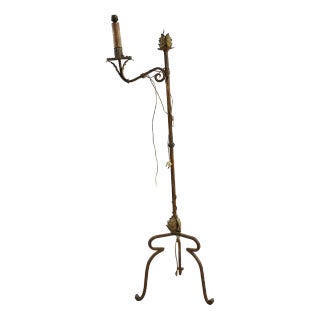 Candleholder Lamp in Wrought Iron For Sale