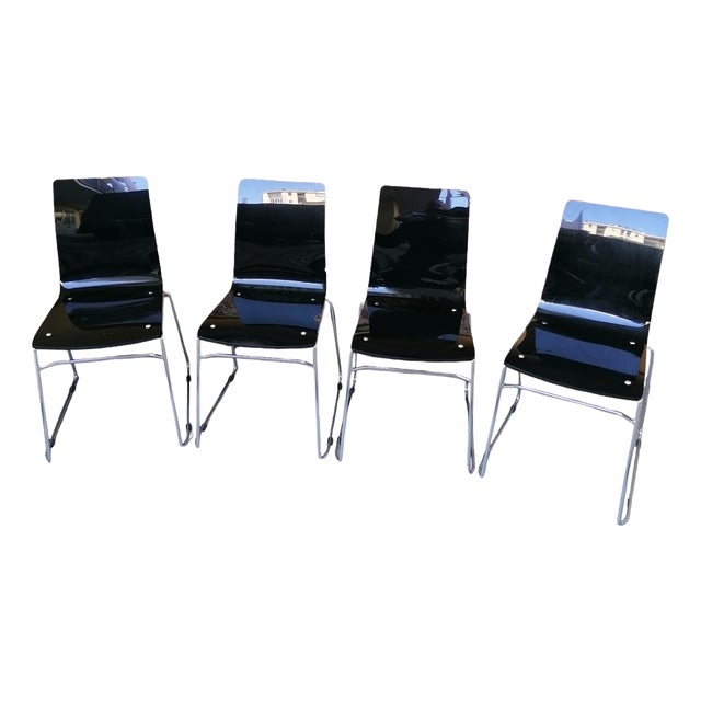 Acrylic Glass and Steel Stackable Chairs, 1990s, Set of 4 For Sale