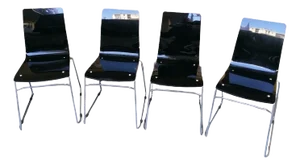 Acrylic Glass and Steel Stackable Chairs, 1990s, Set of 4