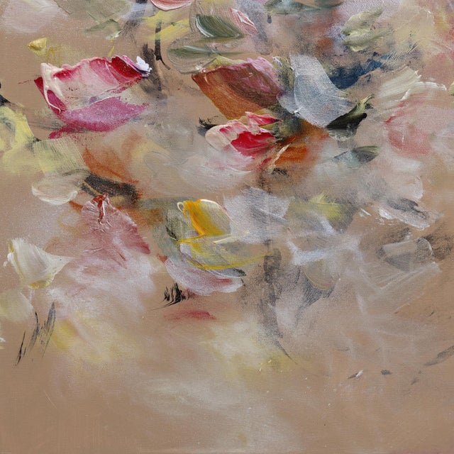 Blossoming Into Joy - Abstract Colorful Textural Floral Acrylic Canvas Painting Original Artwork by Ve Boisvert For Sale - Image 4 of 9