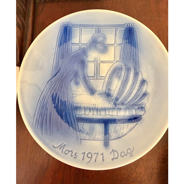 Charming set of two vintage Danish porcelain Mother’s Day collector plates by Desirée Denmark, from the Old Copenhagen...