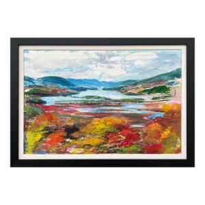 Colourful Abstract Landscape Painting of the Hudson River - Unique Original Art by Contemporary British Artist, 2021