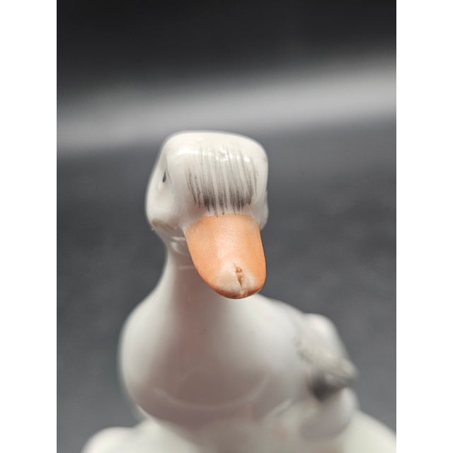 Figurative Vintage Aquincum Hungary Vintage Porcelain White Ducks Figurine For Sale - Image 3 of 5