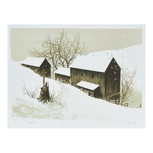 1970s Wayne Cooper Snow Scene Lithograph