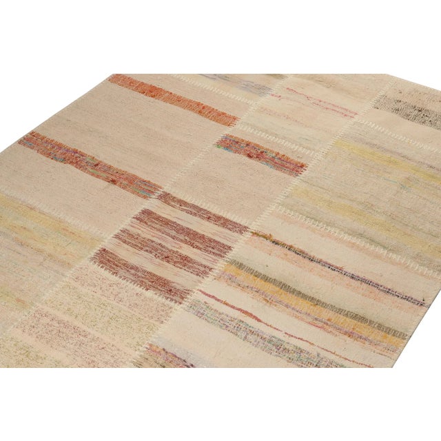 Rug & Kilim Rug & Kilim’s Patchwork Kilim Runner in Polychromatic Stripes For Sale - Image 4 of 6
