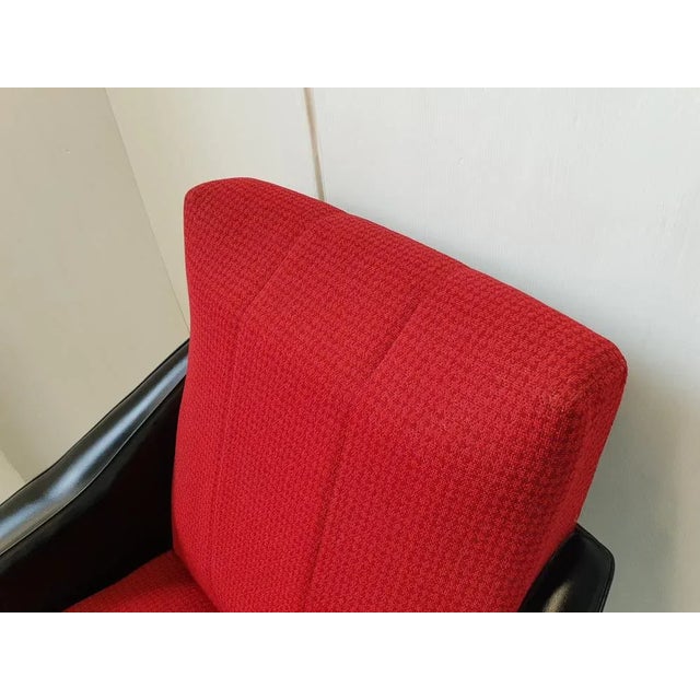 Mid-Century French Lounge Chair in Skaï & Wool, 1950s For Sale - Image 10 of 11