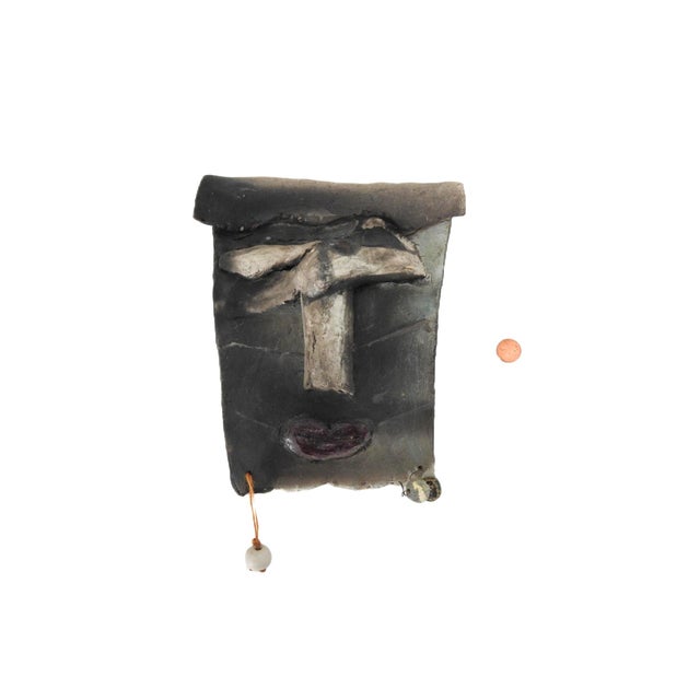 Ceramic Signed D W Handmade Pottery Face Wall Sculpture Artisan Ceramic Art For Sale - Image 7 of 14