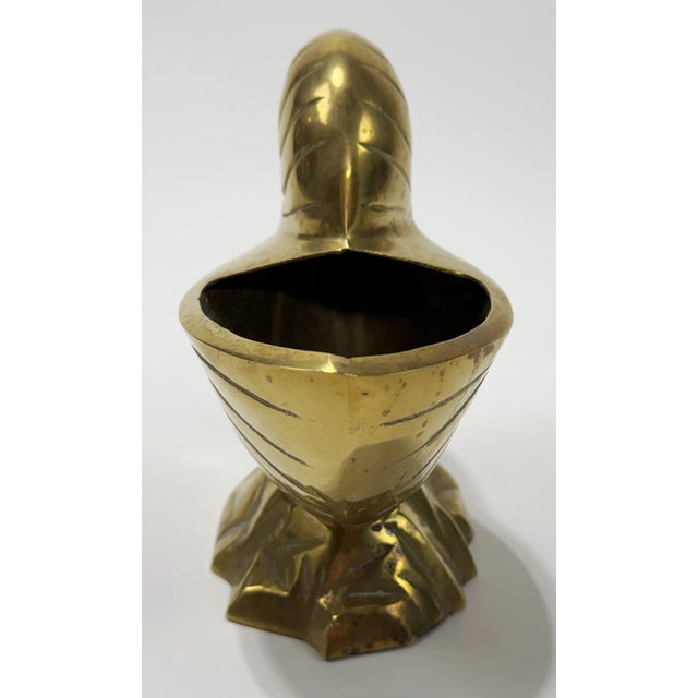 Mid 20th Century Vintage Brass Nautilus Shell Cachepot Planter For Sale - Image 5 of 9