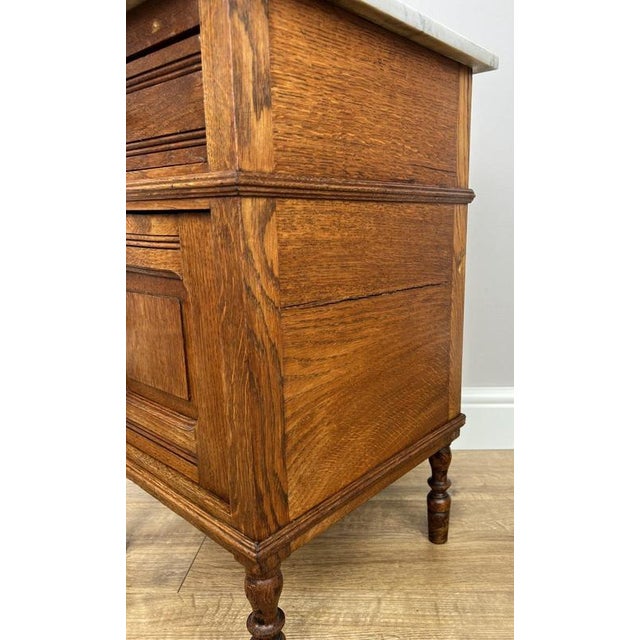 Antique French Oak Bedside Table with Marble Top For Sale - Image 9 of 14