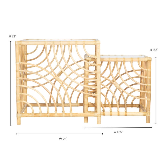 Coastal Swirl Nesting Tables - Natural For Sale - Image 3 of 9